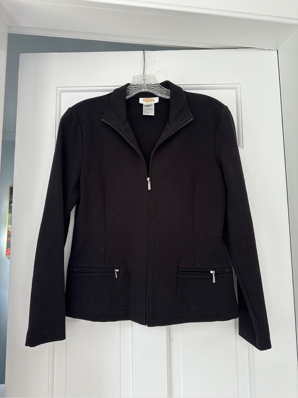 Talbots Black Lightweight Preppy Casual Jacket in Size Small Petite
